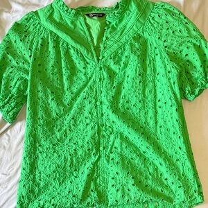Vibrant Green Eyelet Blouse